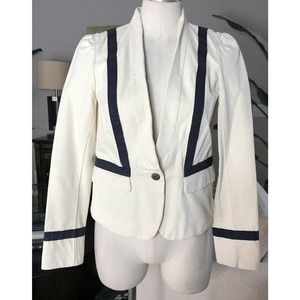 And Taylor Loft Twill Button Up Long Sleeve Blazer